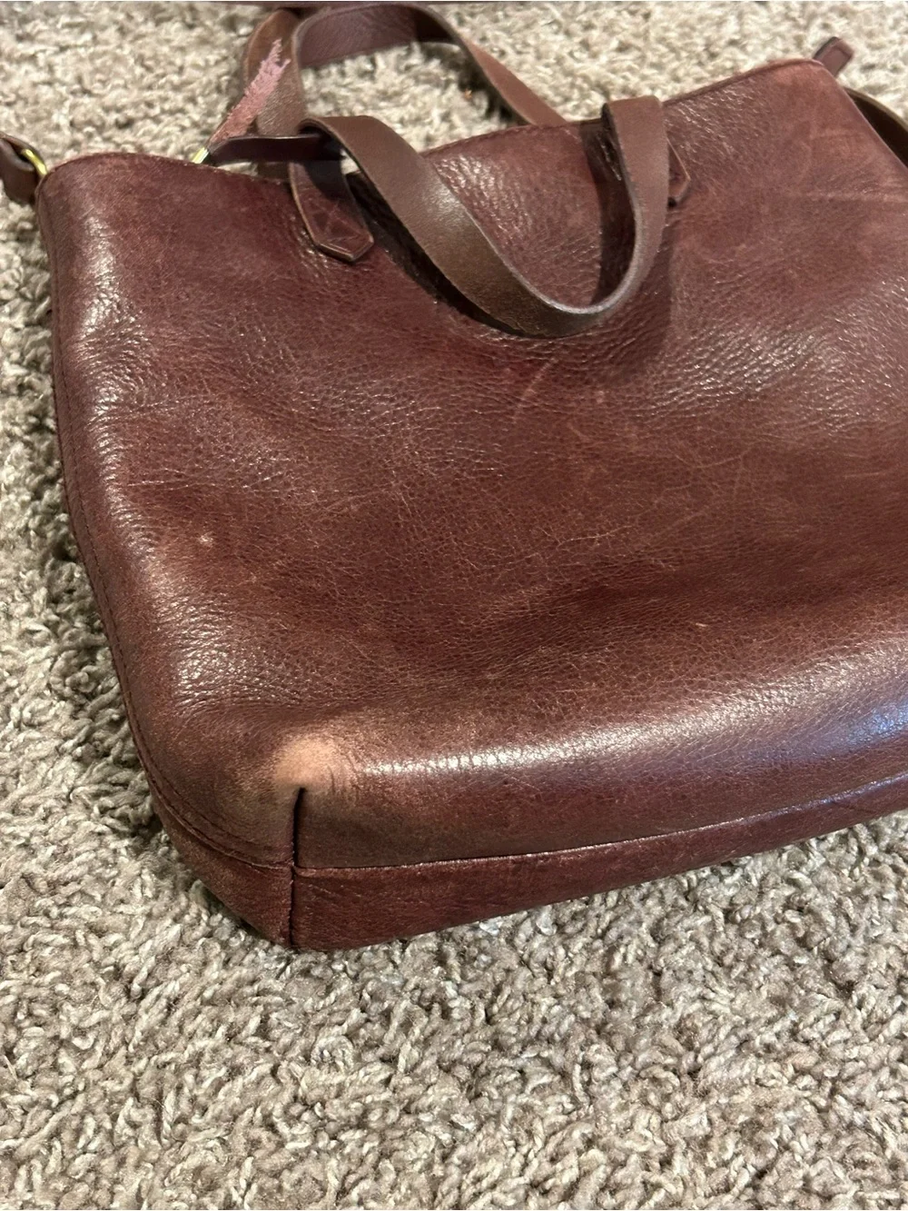 Madewell Small Zip Tote Transport Leather Crossbody Bag  Burgundy